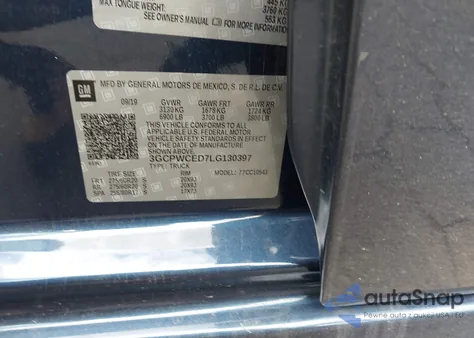 2020 Chevrolet Silverado 1500 2Wd Short Bed Lt z USA, uszkodzony, nr VIN 3GCPWCED7LG130397